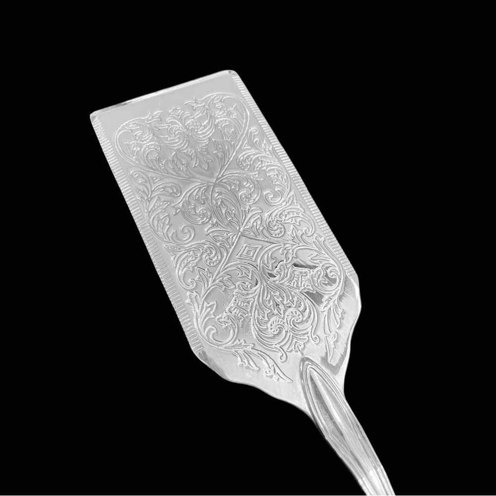 Vintage Silver Plated Ornate Cake Pie Server Floral Etched Shell Handle 11" - Picture 5 of 10